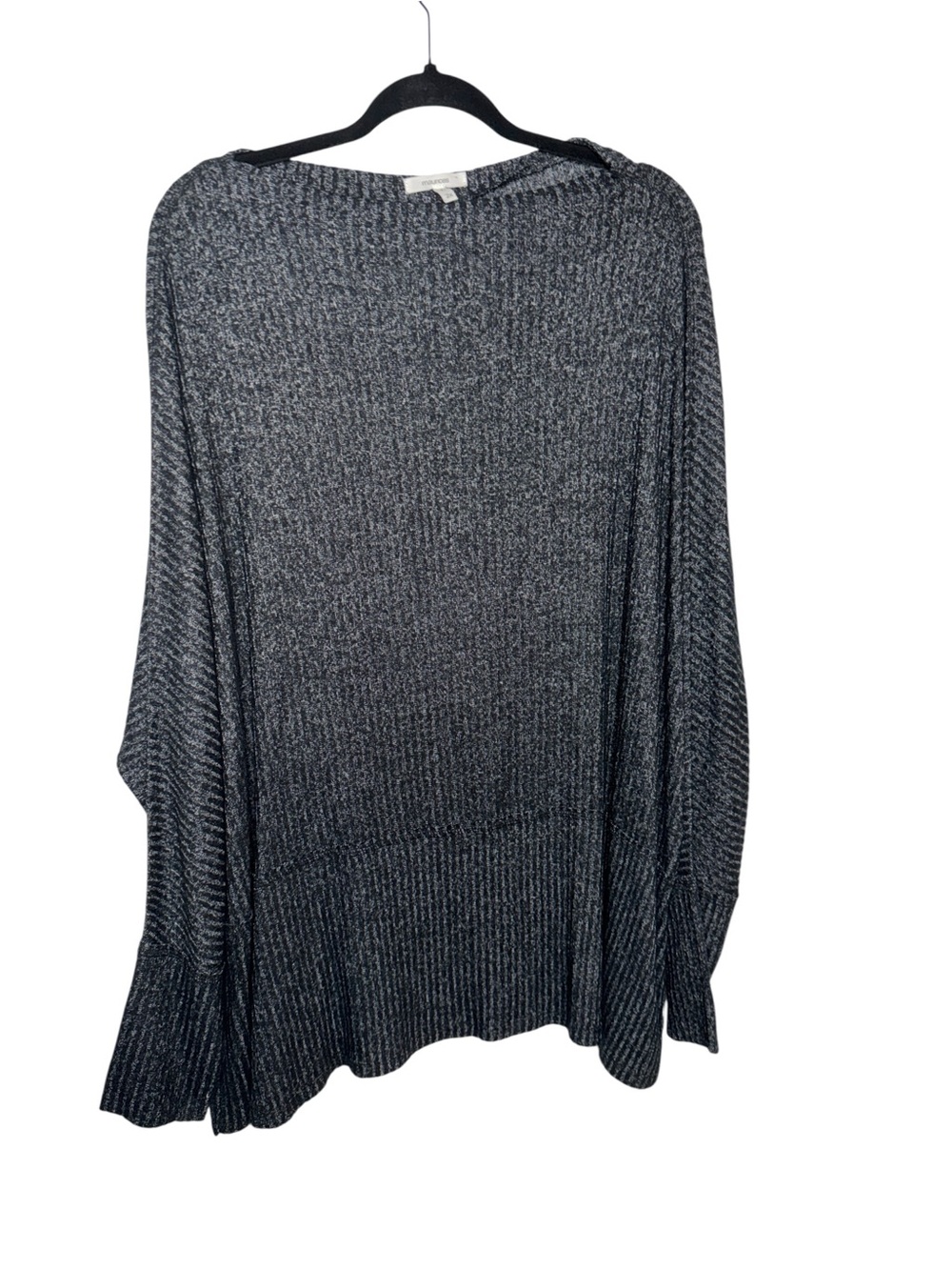 Maurices Metallic Ribbed Poncho Sweater - Charcoal Silver